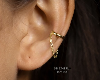 Chain Ear Cuff, Conch Cuff, Earring No Piercing is Needed, Gold, Silver SHEMISLI - SF059