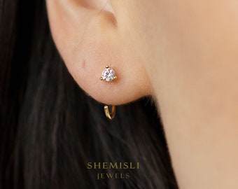 White Stone Ear Jackets, Clear Stone Gold, Silver SHEMISLI SJ016  NOBKG