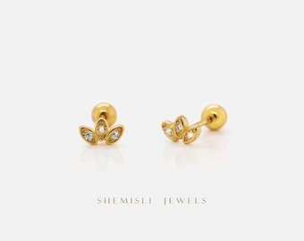 Tiny Flower Stud Earrings with Ball Backing (Type B), Gold, Silver SHEMISLI - SS183