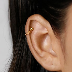 Simple Chain Helix Earrings With Screw Ball End (Type B), Gold, Silver SHEMISLI SS865 (Type A Ball End)