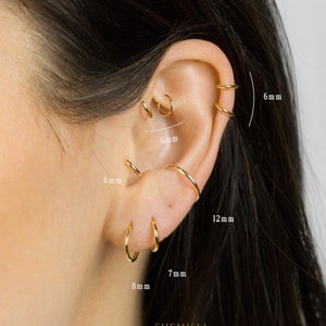 Thin Hoops Rings for Ear Piercings, Hoop With Hinge, 6, 7, 8, 9, 10, 12mm, Gold, Silver, SHEMISLI - SH426, SH427, SH428, SH429, SH430, SH432