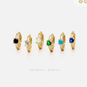 Petite boucle d'oreille hélicoïdale en pierre CZ, pierre blanche, émeraude, turquoise, opale, unisexe, or, argent SH616, SH626, SH636, SH646, SH656, SH666