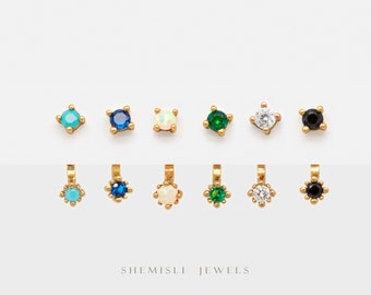 Tiny CZ Front and Back Ear Jackets, White, Emerald, Turquoise, Sapphire, Black, Opal, SHEMISLI SJ001, SJ002, SJ003, SJ023, SJ022, SJ024