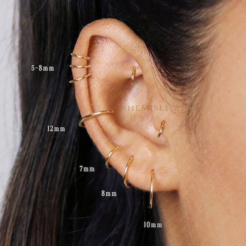 Thin Hoop Rings for Ear & Nose Piercings No Hinge Design - Etsy