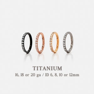 Titanium CZ Round Paved Earring Nose Ring, 20ga, 18ga, 16ga, 6, 8, 10, 12mm, Solid G23 Titanium, SHEMISLI SH466...SH476...SH486... image 1