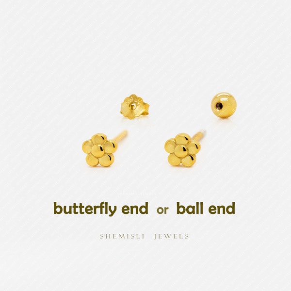 Super Tiny Daisy Flower Studs Earrings, Gold, Silver SHEMISLI SS639 Butterfly End, SS640 Screw Ball End (Type A)