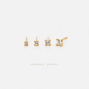 White CZ Studs, 1.5, 2, 2.5, 3mm, Gold, Silver SS221, SS072, SS158, SS073 Butterfly End, SS463, SS464, SS465, SS466 Screw Ball End Type A image 2