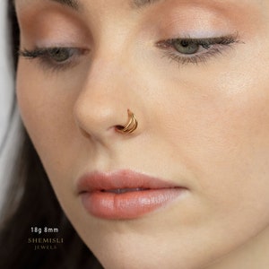 Split Triple Nose Ring, Nostril Ring, Septum Ring, Hoop Earring, 18, 16ga, 8, 10mm, Solid G23 Titanium SHEMISLI SH523, SH524, SH525, SH526