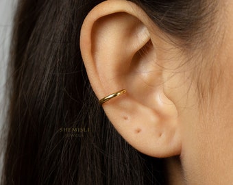 Simple Thin Band Ear Cuff, No Piercing is Needed, Gold, Silver SHEMISLI SF001