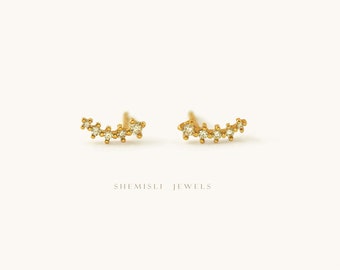 Small CZ Climber Earrings,  Gold, Silver SHEMISLI - SS082 LR