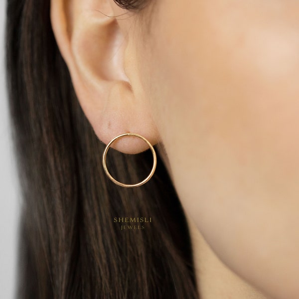 Large Open Circle Studs Earrings, Gold, Silver SHEMISLI - SS237