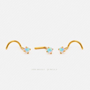 Titanium Opal Nose Stud, L Bend, Left Screw or Right Screw 20 or 18ga, SHEMISLI SS421.., SS397.., SS778..