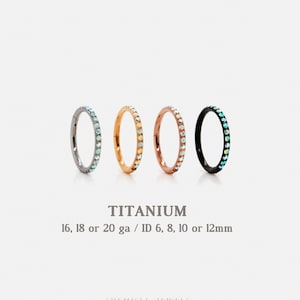 Titanium Opal and CZ Round Paved Earring, 20ga, 18ga, 16ga, ID 6, 8, 10, 12mm, Solid G23 Titanium, SHEMISLI SH496...SH506...SH516...