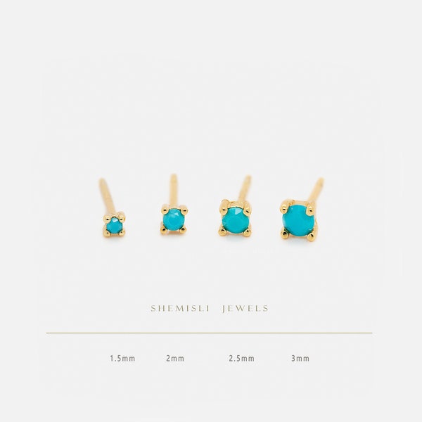 Turquoise Studs, 1.5, 2, 2.5, 3mm Gold, Silver SS223, SS090, SS185, SS091 Butterfly End, SS471, SS472, SS473, SS471 Screw Ball End (Type A)