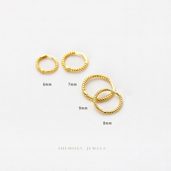 Twisted Wire Hoops, Cable Hoop Earrings, Rope Huggies, Simple Thin Hoops, Gold, Silver SHEMISLI - SH396, SH397, SH398, SH399, SH033