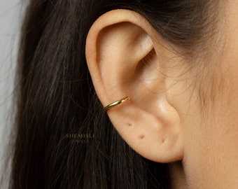 Simple Thin Band Ear Conch Cuff, Earring No Piercing is Needed, Gold, Silver SHEMISLI SF001