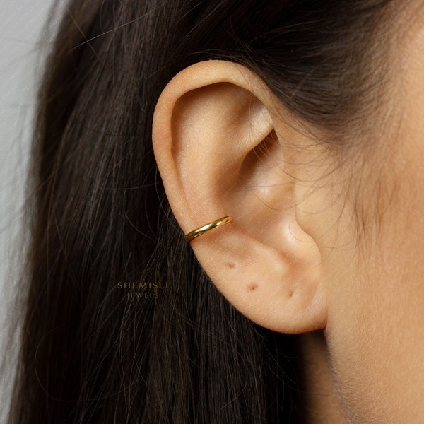 Simple Thin Band Ear Conch Cuff, Earring No Piercing is Needed, Gold, Silver SHEMISLI SF001