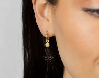 Tiny Disc Drop Hoops, Gold, Silver SHEMISLI SH343