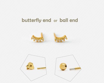 Super Tiny Climber Earrings,  Gold, Silver SHEMISLI - SS078 Butterfly End, SS769 Screw Ball End (Type A) LR