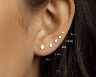 Tiny Disc Threadless Flat Back Earrings, Nose Stud, 20,18,16ga, 5-10mm, Surgical Steel, SHEMISLI SS539, SS540, SS541, SS542, SS543