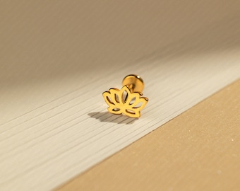 Tiny Open Lotus Threadless Flat Back Earrings, Nose Stud, 20,18,16ga, 5-10mm Surgical Steel SHEMISLI SS913