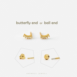 Super Tiny Climber Earrings,  Gold, Silver SHEMISLI - SS078 Butterfly End, SS769 Screw Ball End (Type A) LR