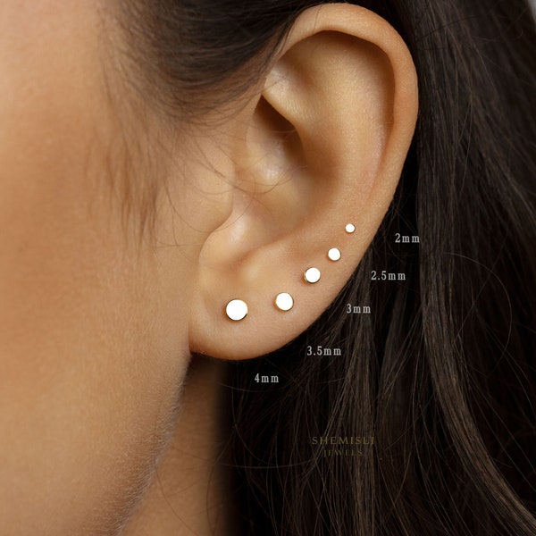 Boucles d'oreilles petit disque sans filetage à dos plat, clou de nez, calibre 20,18,16, 5-10 mm, acier chirurgical, SHEMISLI SS539, SS540, SS541, SS542, SS543