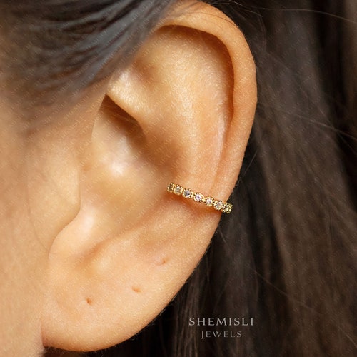 CZ Stone Ear Cuff Earring No Piercing is Needed Gold Silver Etsy