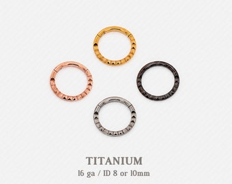 Angled Pattern Septum Ring, Nose Ring, Hoop Earring, 16ga, 8 or 10mm, Solid G23 Titanium SHEMISLI SH410, SH411