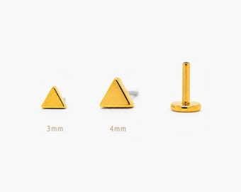 Triangle Stud, Threadless Flat Back Earring, Minimalist Style, A-SS729 SS565