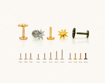 Tiny 3D Star Threadless Flat Back Earrings, Nose Stud, 20,18,16ga, 5-10mm Surgical Steel SHEMISLI SS901