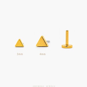 Dainty Triangle Threadless Flat Back Earring, 20,18,16ga, 5-10mm Unisex, Surgical Steel SHEMISLI SS729, SS565