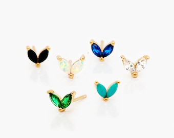 Stone Leaf Flower Stud, Earring, Minimalist Style, A-SS136 SS137 SS155 SS239 SS255 SS204