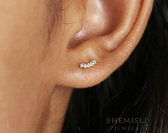 Super Tiny Climber Earrings, Gold, Silver SHEMISLI - SS078 Butterfly End, SS769 Screw Ball End (Type A) LR