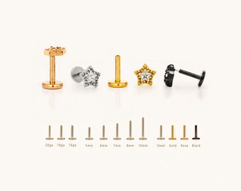 Tiny Star Threadless Flat Back Earrings, Nose Stud, 20,18,16ga, 5-10mm Surgical Steel SHEMISLI SS905