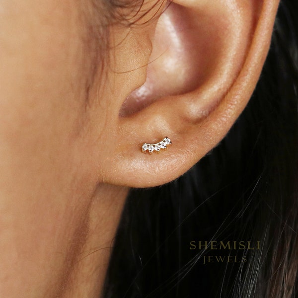 Super Tiny Climber Earrings, Gold, Silver SHEMISLI - SS078 Butterfly End, SS769 Screw Ball End (Type A) LR