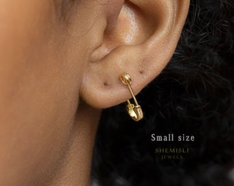 Safety Pin Hoop Earrings,  Gold, Silver SHEMISLI - SH190, SH191