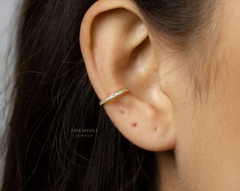 CZ Stone Ear Conch Cuff, Earring No Piercing is Needed, Gold, Silver SHEMISLI SF056