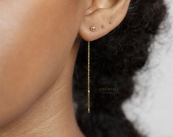 Tiny Ball Ear Threader,  Gold, Silver SHEMISLI - ST008 NOBKG