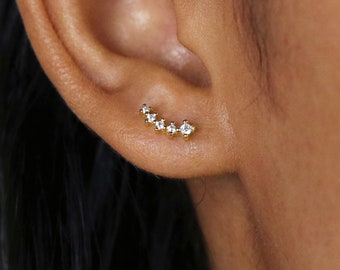 Small CZ Climber Earrings,  Gold, Silver SHEMISLI - SS082 LR