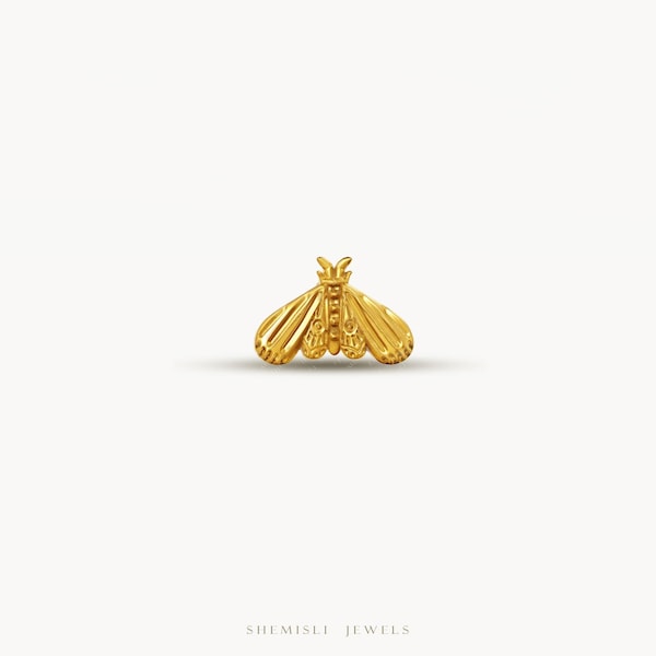 Moth Stud, Threadless Flat Back Earring, Minimalist Style, A-SS1088