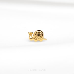 Tiny Snail Threadless Flat Back Earring, 20,18,16ga, 5-10mm Unisex, Surgical Steel SHEMISLI SS1043