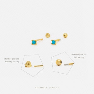 Turquoise Studs, 1.5, 2, 2.5, 3mm Gold, Silver SS223, SS090, SS185, SS091 Butterfly End, SS471, SS472, SS473, SS471 Screw Ball End Type A zdjęcie 3