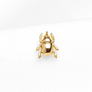 Rhinoceros Beetle Stud, Threadless Flat Back Earring, Minimalist Style, A-SS1073