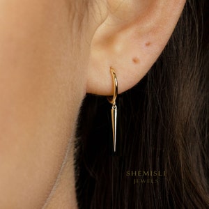 Spike Hoops Earrings Gold Silver Black SHEMISLI  SH091 image 2