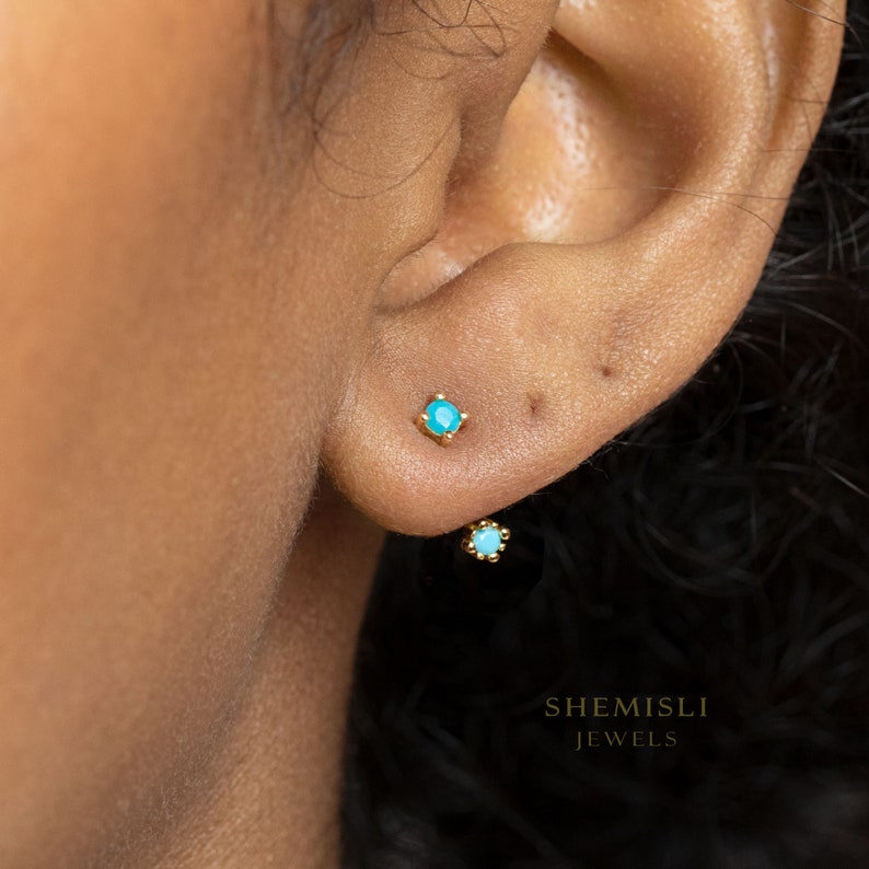 Tiny CZ Front and Back Ear Jackets, White, Emerald, Turquoise, Sapphire, Black, Opal, SHEMISLI SJ001, SJ002, SJ003, SJ023, SJ022, SJ024 Bild 7