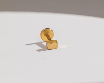 Rectangle Tragus Stud, Threadless Flat Back Earring, Minimalist Style, A-SS591