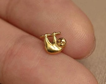 Sloth Stud, Threadless Flat Back Earring, Minimalist Style, A-SS1086