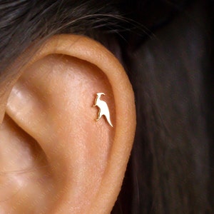 Tiny Parasaurolophus Dinosaur Stud Earrings, Gold, Silver SS715 Butterfly End, SS716 Screw Ball End (Type A) LR