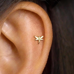Dragonfly Stud, Butterfly End or Screw Ball End Earring, Minimalist Style, A-SS815 SS816